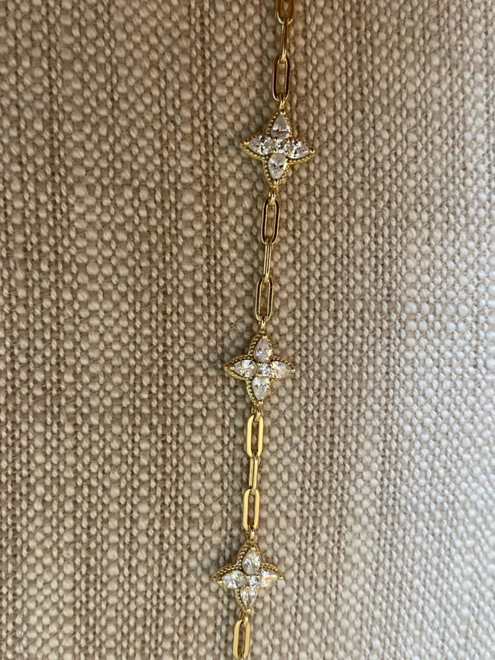 7” Gold Plated over .925 Sterling Silver CZ Clover Design Bracelet